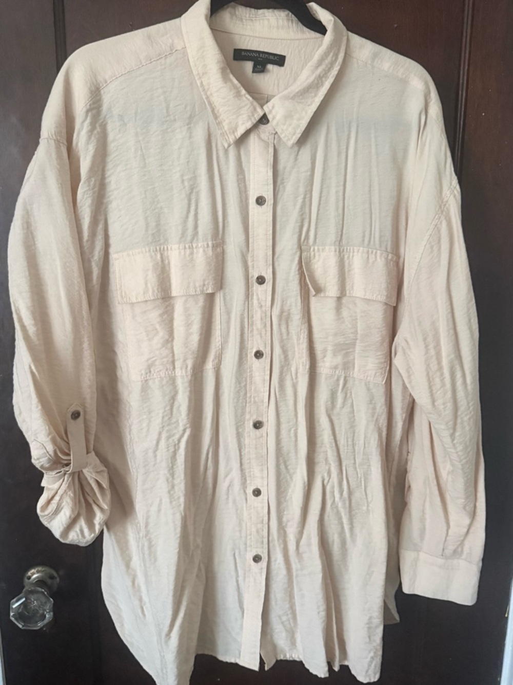 Banana Republic Neutral Cream Collared Button Shirt. Fits big.